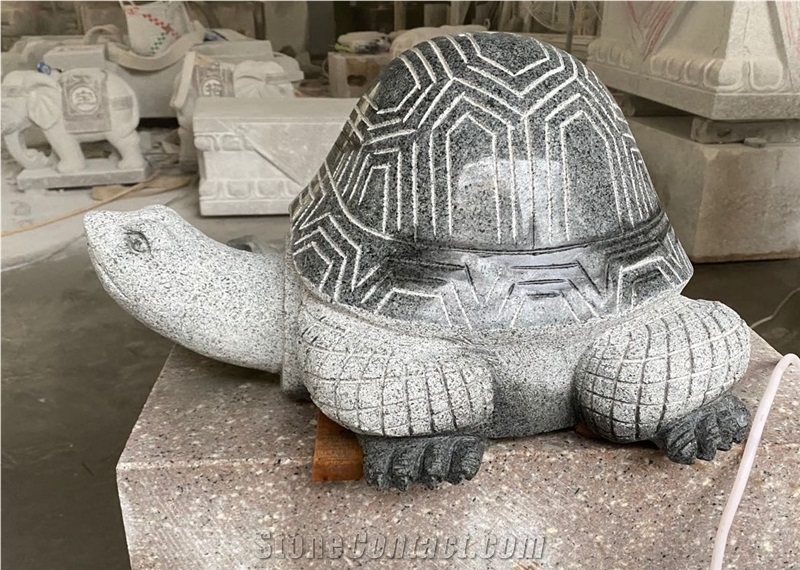 Turtle Animal Sculpture G654 Black Granite Carving
