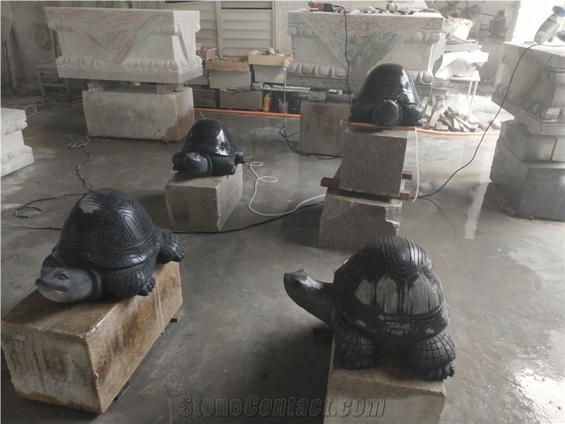 Turtle Animal Sculpture G654 Black Granite Carving