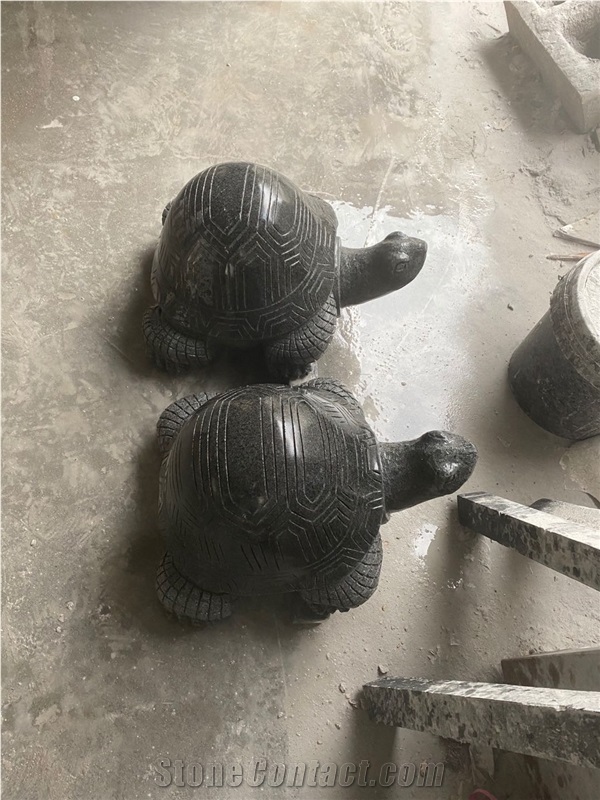 Turtle Animal Sculpture G654 Black Granite Carving