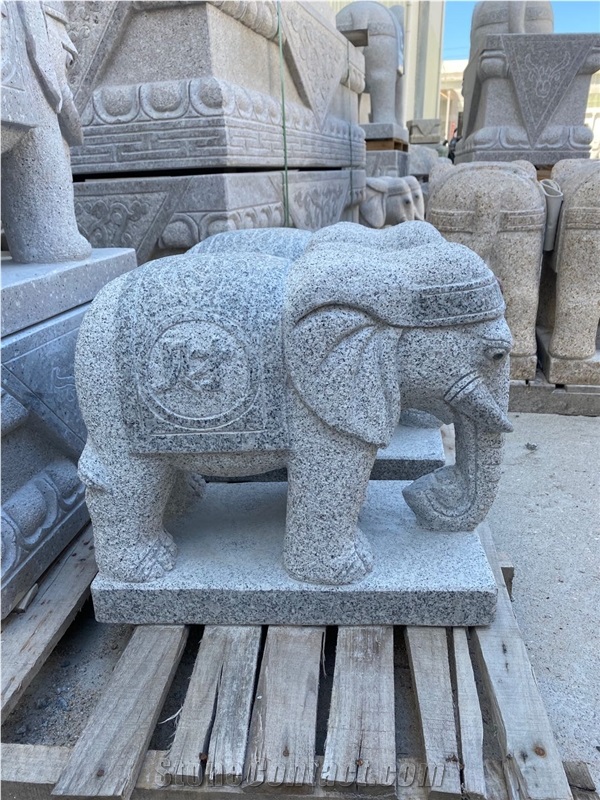 White Granite Animal Street Sculpture Garden Stone