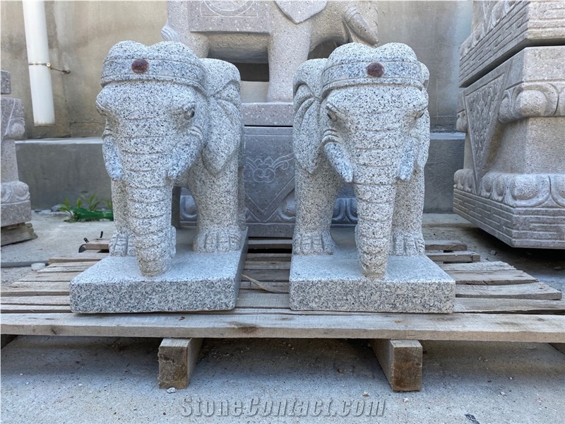 White Granite Animal Street Sculpture Garden Stone