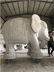 White Marble Elephant Sculpture Hotel Villa Statue