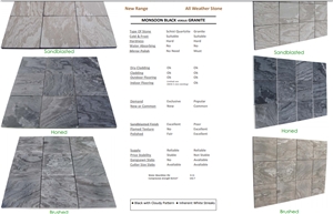 Monsoon Black Quartzite Slabs & Tiles Brushed