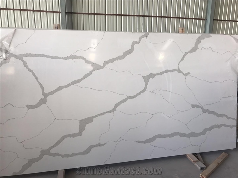 Calacatta C White Quartz Polished Slabs