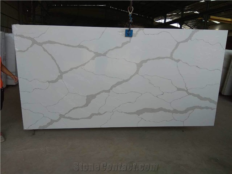 Calacatta C White Quartz Polished Slabs