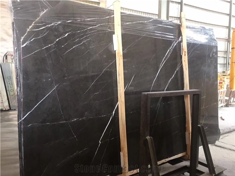 Pietra Grey Marble Black Shining Slabs Iran