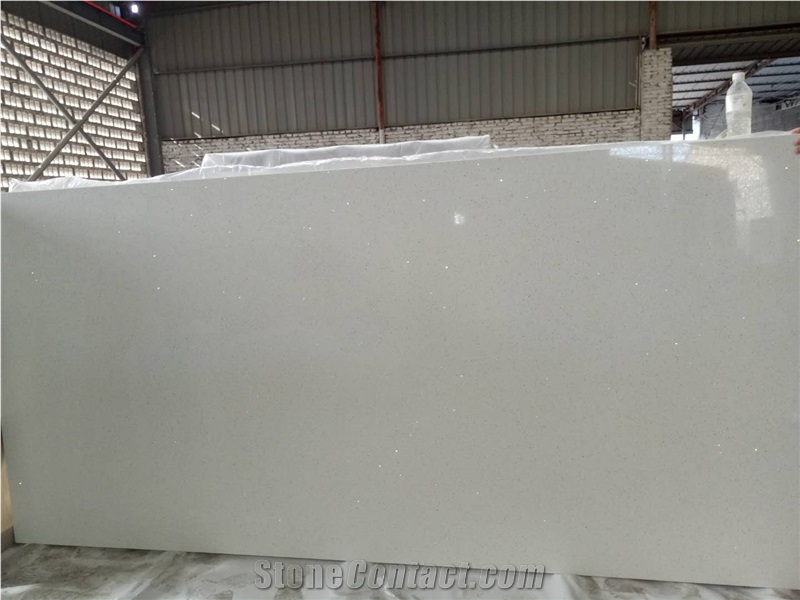 Stellar White Quartz Polished Surface Pure Bright