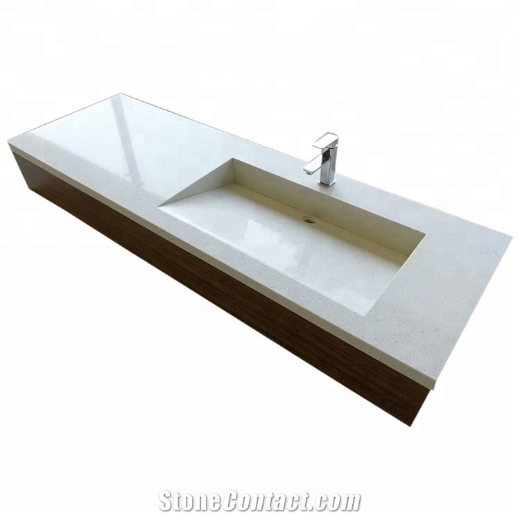 Artificial White Quartz Vanity Tops with Sink