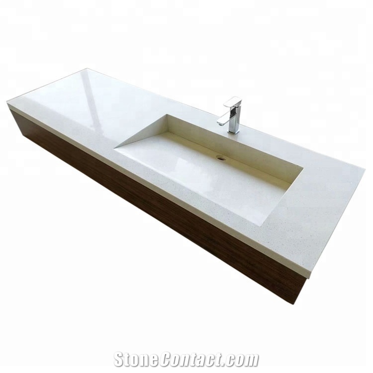 Artificial White Quartz Vanity Tops with Sink