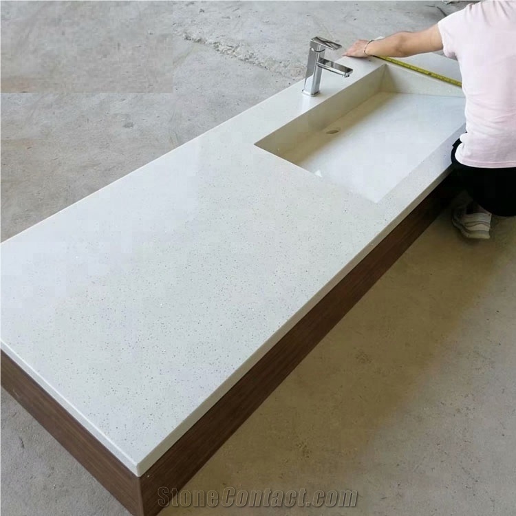 Artificial White Quartz Vanity Tops with Sink