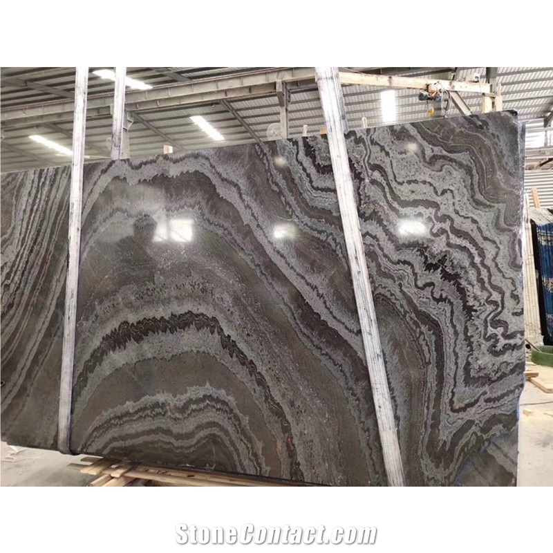 Polished Black Dune Marble Slabs