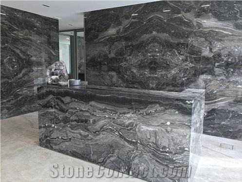 Polished Iride Nero Marble Slabs