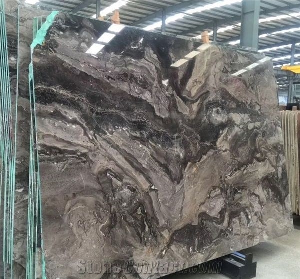 Polished Iride Nero Marble Slabs