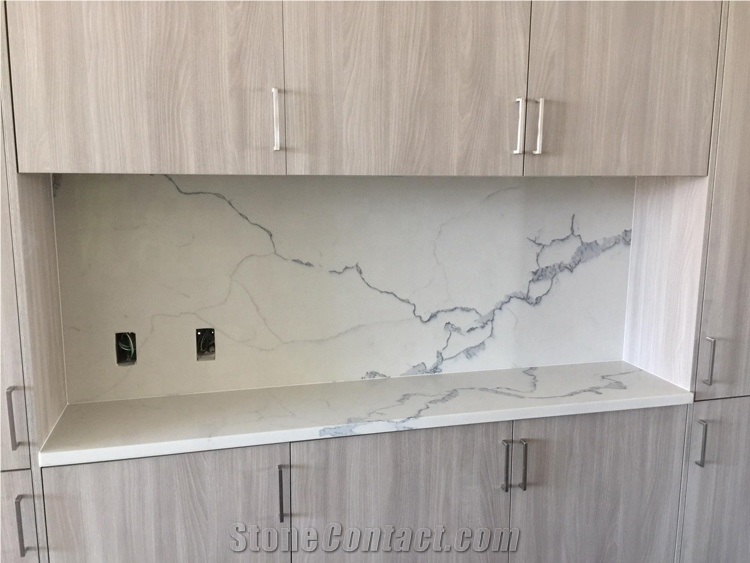Prefabricated Kitchen White Quartz Countertops
