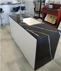 Black Marble Looking Calacatta Quartz Slabs