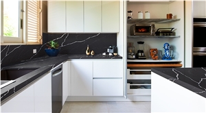 Black Marble Looking Calacatta Quartz Slabs