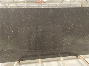 Black Quartz Slabs with White Veins