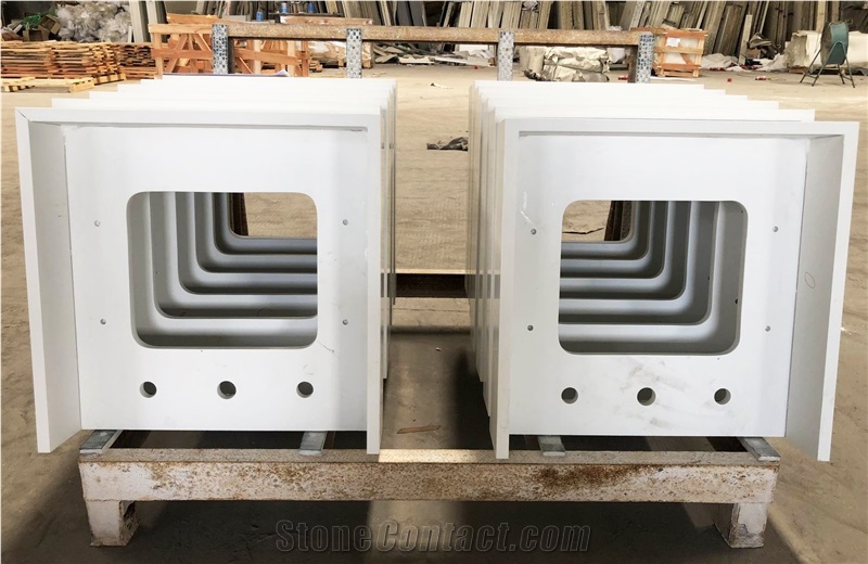 Pure White Quartz Top for Hotel Bath Vanity