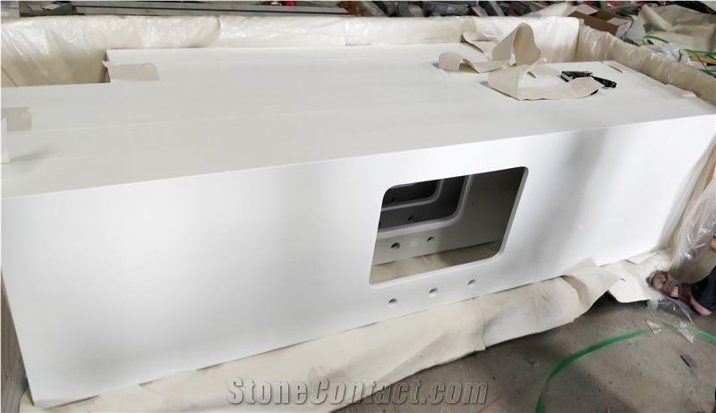 Pure White Quartz Top for Hotel Bath Vanity