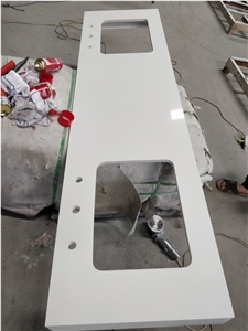Pure White Quartz Top for Hotel Bath Vanity