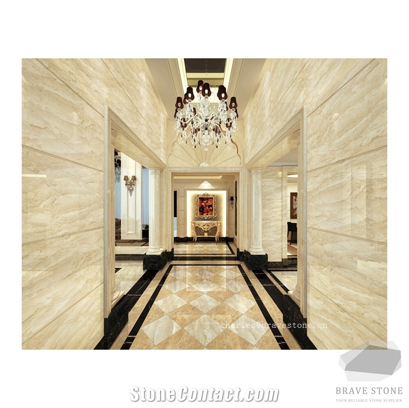 Amasya Beige Marble Flooring, Pillar and Railing