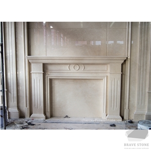 Victory Beige Marble Tile Fireplace Surround Cladding
