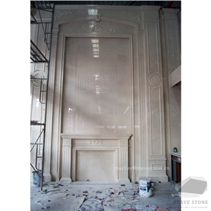 Victory Beige Marble Tile Fireplace Surround Cladding