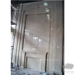 Victory Beige Marble Tile Fireplace Surround Cladding