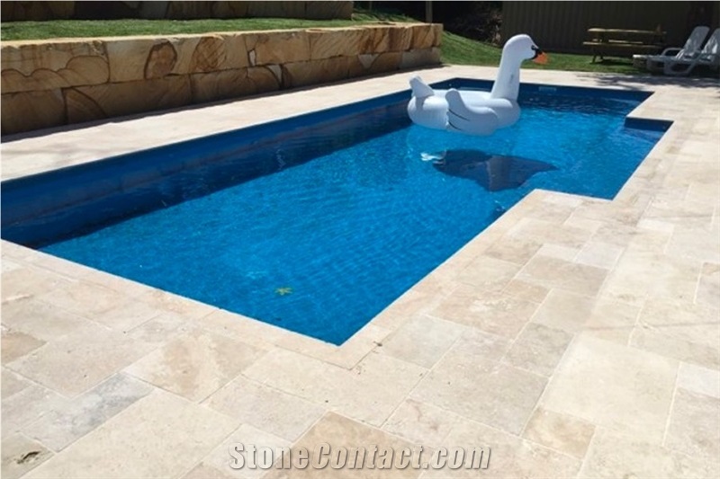 Classic Light Travertine Swimming Pool Pavers