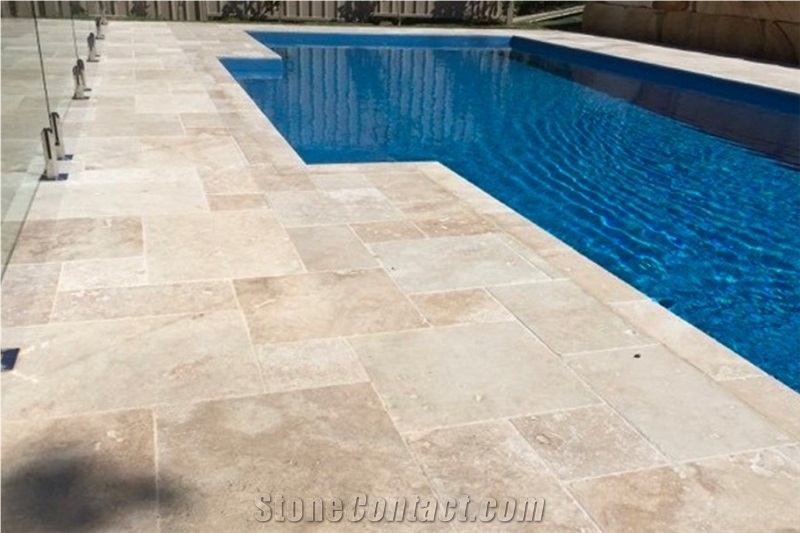 Classic Light Travertine Swimming Pool Pavers