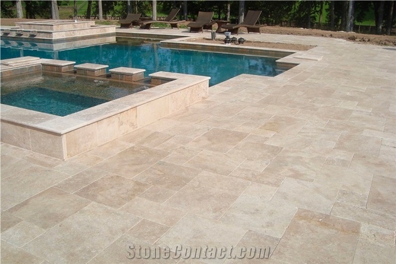 Classic Light Travertine Swimming Pool Pavers