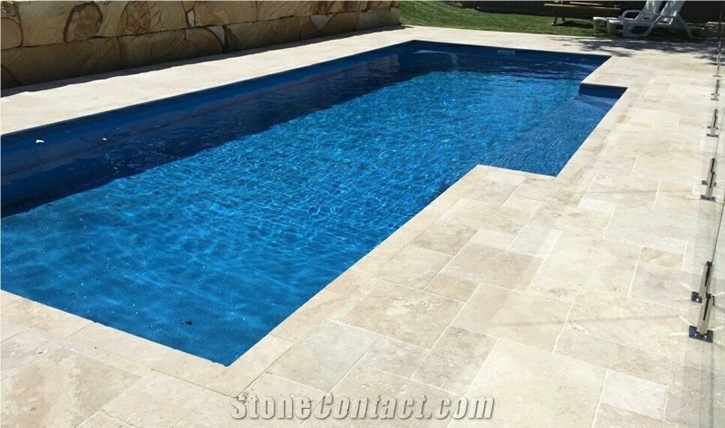 Classic Light Travertine Swimming Pool Pavers