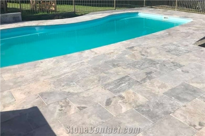 Silver Travertine Pool Coping,Pool Deck Pavers