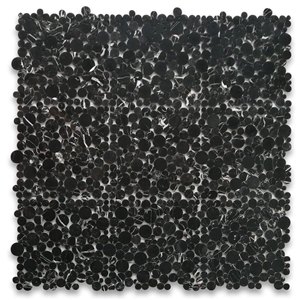 Honed Different Circles Bluestone Pebbles Mosaic