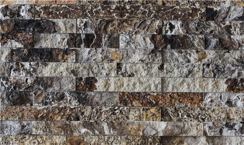 Black and White Tra Onyx Split Face Stone Wall Panel