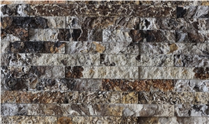 Black and White Tra Onyx Split Face Stone Wall Panel