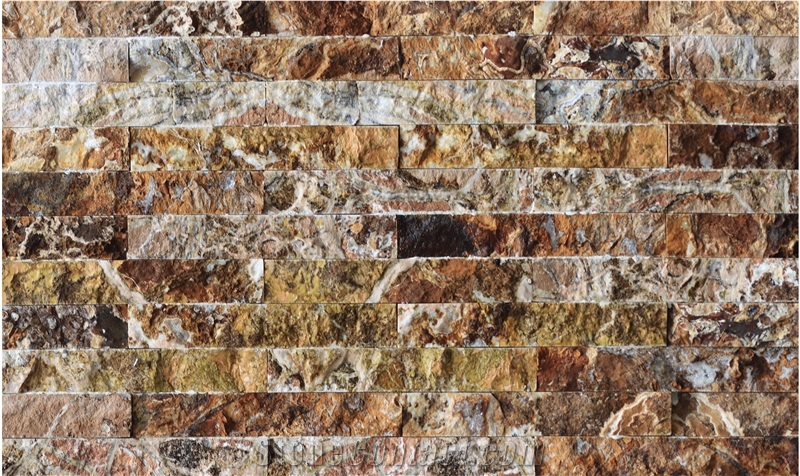 Brown Traonyx Travertine Split Face Natural Stone Veneer