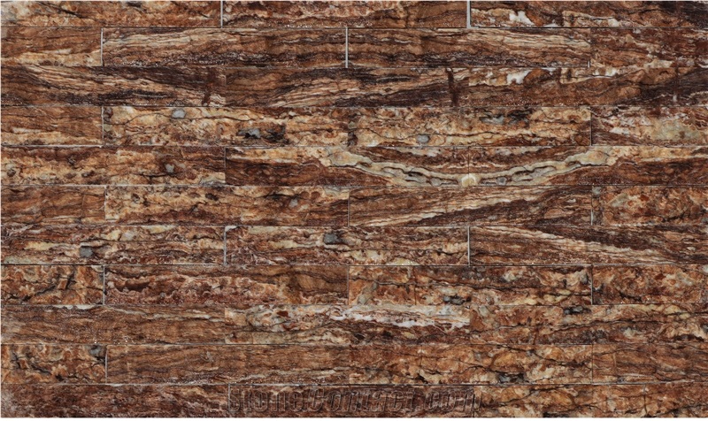 Brown Travertine Split Face Vein Cut Stone Veneer