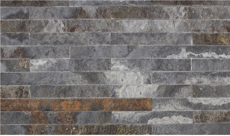 Gray Travertine Split Face Stone Veneer