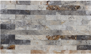 Silver Travertine Split Face Natural Stone Veneer Wall Panel