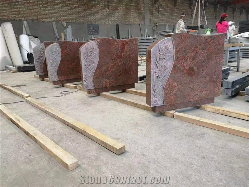 Black Granite Tombstone European Style Design