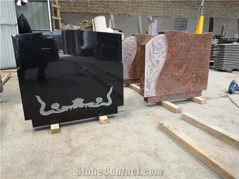 Black Granite Tombstone European Style Design