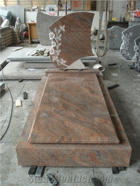 Germany Cheap Maple Red Granite Cross Headstone