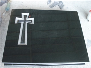Granite Cross Tombstone and Stone Vases Granite Cross Tombstone and Stone Vases