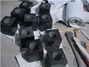 Granite Cross Tombstone and Stone Vases