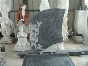 Lithuania Style Cross and Heart Granite Headstone