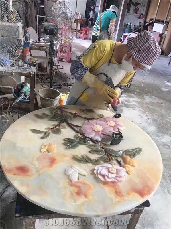 Onyx Stone Carving Flowers