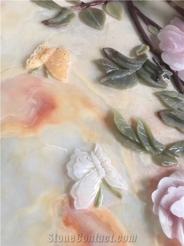 Onyx Stone Carving Flowers