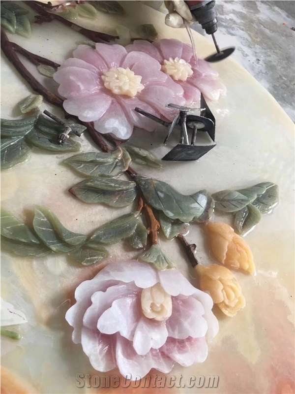 Onyx Stone Carving Flowers