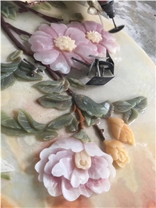 Onyx Stone Carving Flowers